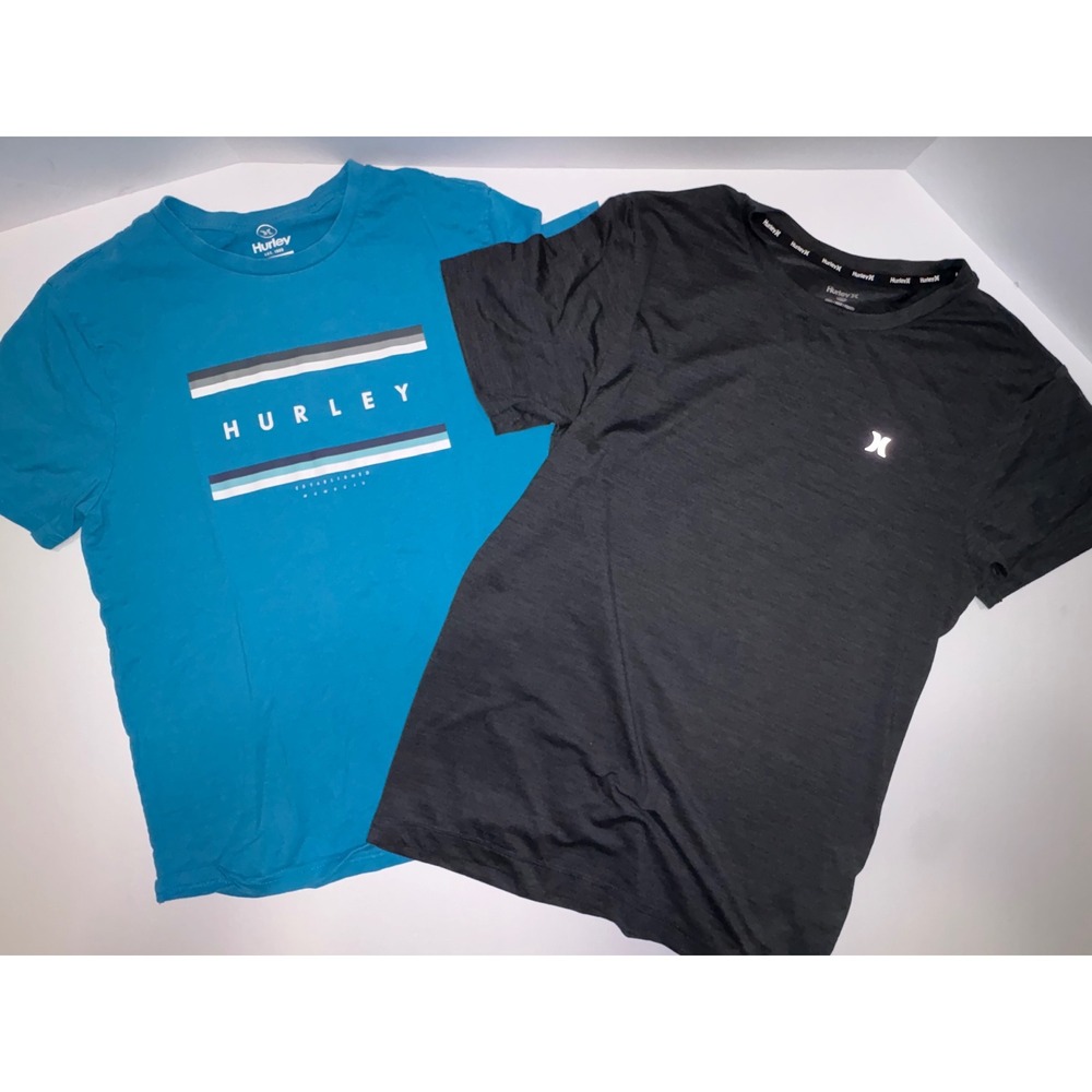 Hurley Men's Teal Blue Graphic T-Shirt & Black Performance Tee Set Size S